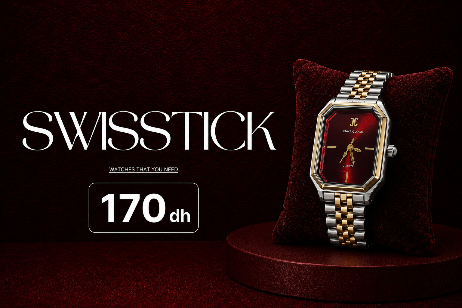 Jenna clock red black